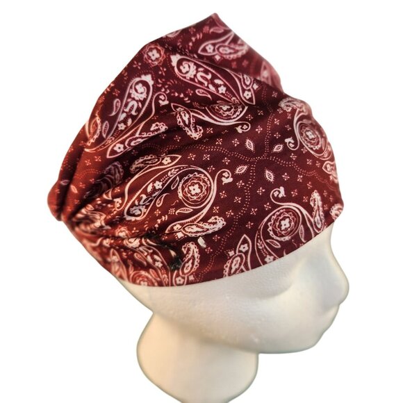 Burgundy Paisley Knit Headwrap Hairband Soft Stretchy Headband Fabric Unisex Swe - Picture 1 of 5